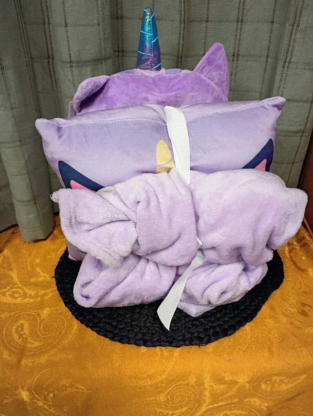 NWT Comfort Bay For Kids 3 Piece Kids Travel Set Purple Caticorn Plush